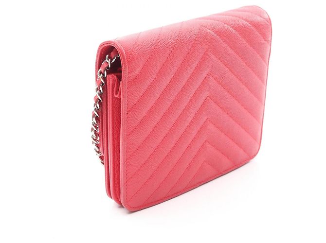 Bolsa de ombro com corrente de carteira Chanel Chevron V-Stitch Vermelho - vista 2