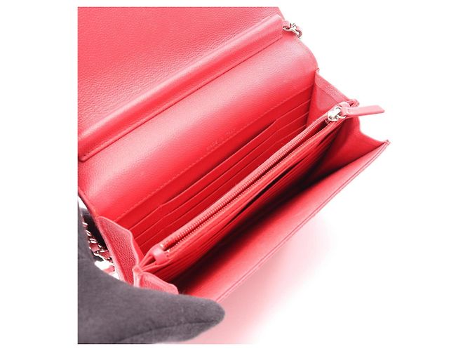 Bolsa de ombro com corrente de carteira Chanel Chevron V-Stitch Vermelho - vista 3