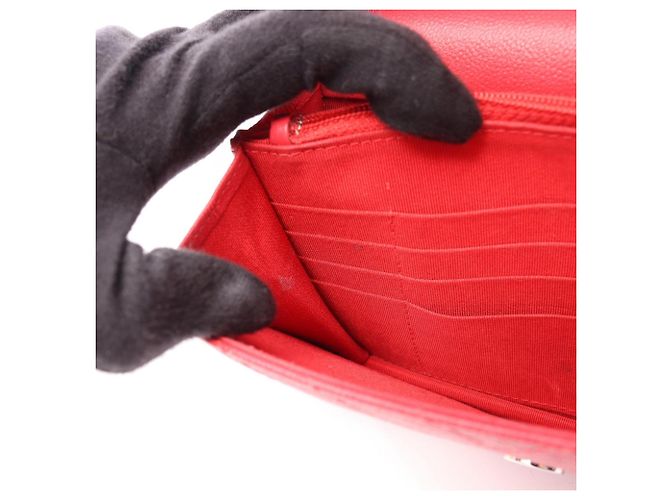 Bolsa de ombro com corrente de carteira Chanel Chevron V-Stitch Vermelho - vista 7