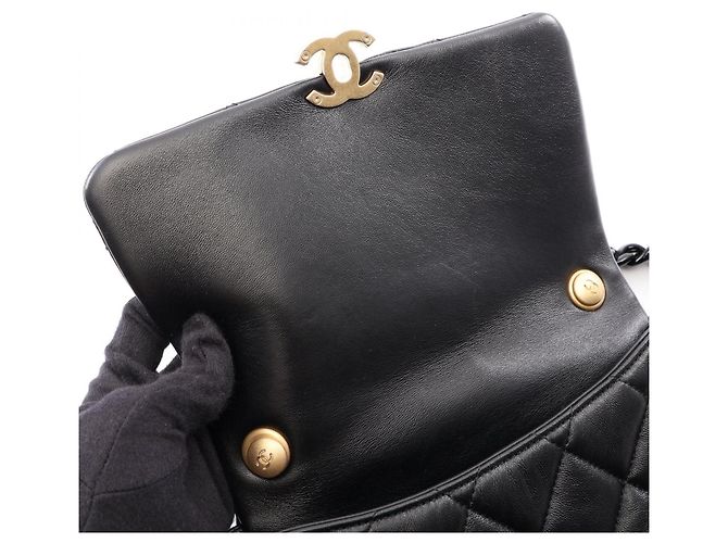 Borsa a mano Chanel Matelassé in pelle nera Nero - vista 6