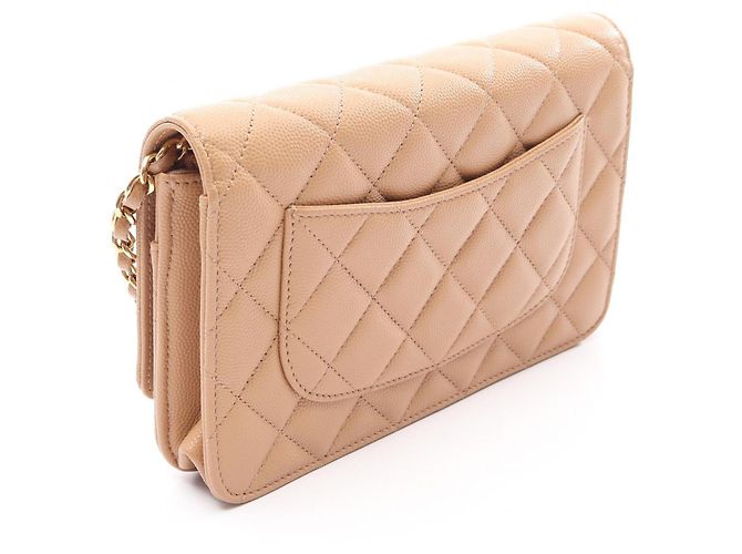 Borsa a tracolla Chanel Matelassé in pelle beige - vista 2