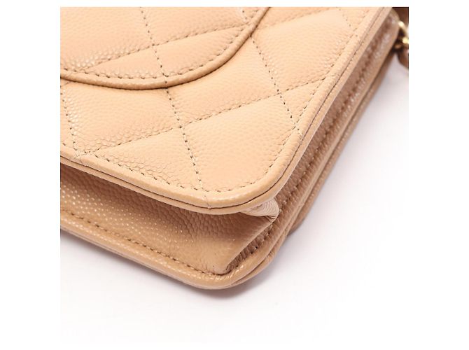 Borsa a tracolla Chanel Matelassé in pelle beige - vista 8