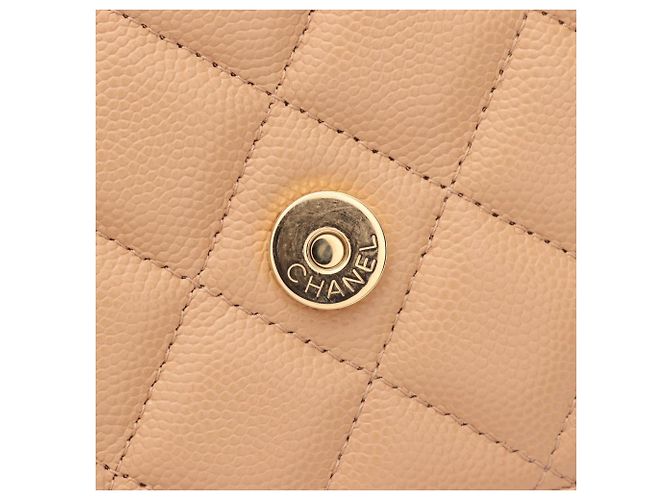 Borsa a tracolla Chanel Matelassé in pelle beige - vista 9