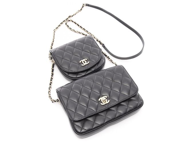 Borsa a tracolla Chanel Matelassé in pelle di agnello nera Nero - vista 10