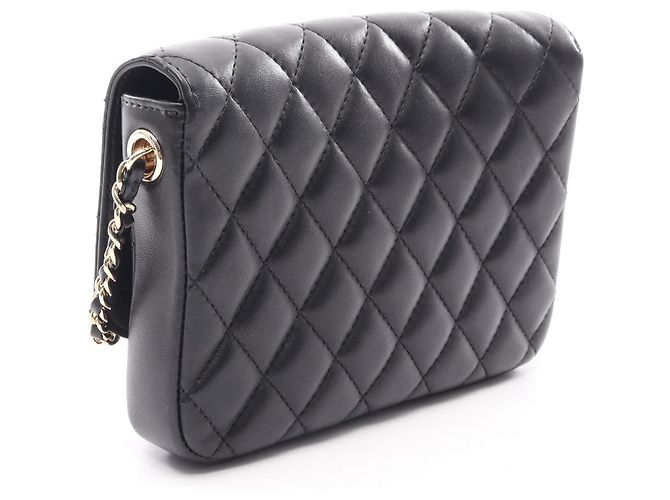 Borsa a tracolla Chanel Matelassé in pelle di agnello nera Nero - vista 2
