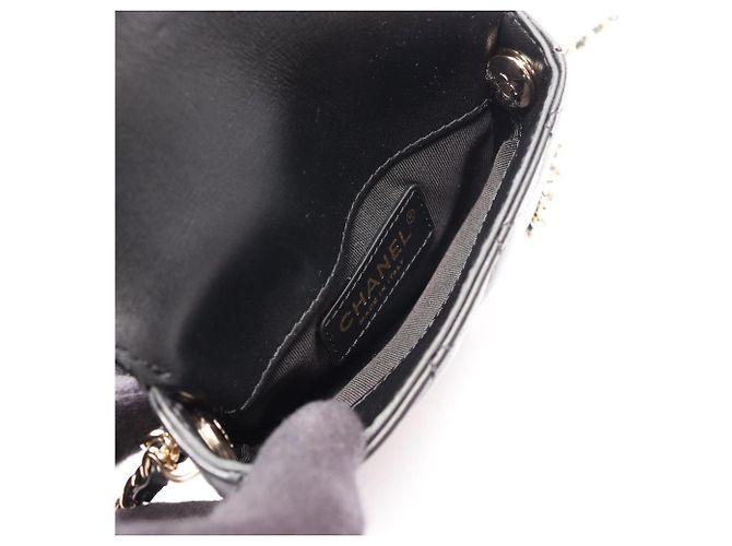 Borsa a tracolla Chanel Matelassé in pelle di agnello nera Nero - vista 4