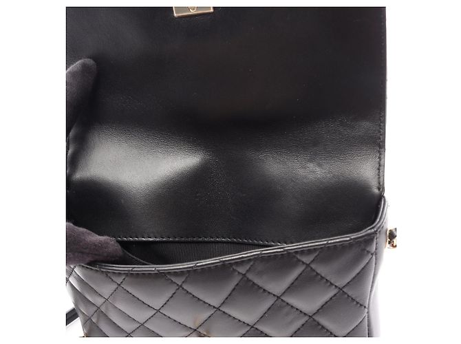 Borsa a tracolla Chanel Matelassé in pelle di agnello nera Nero - vista 7