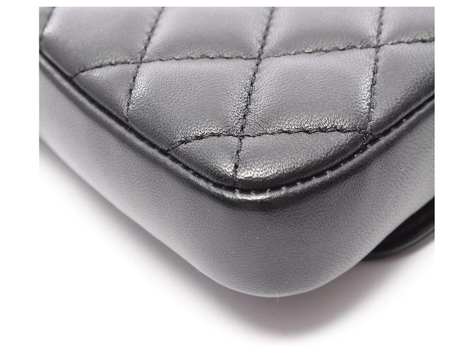 Borsa a tracolla Chanel Matelassé in pelle di agnello nera Nero - vista 8