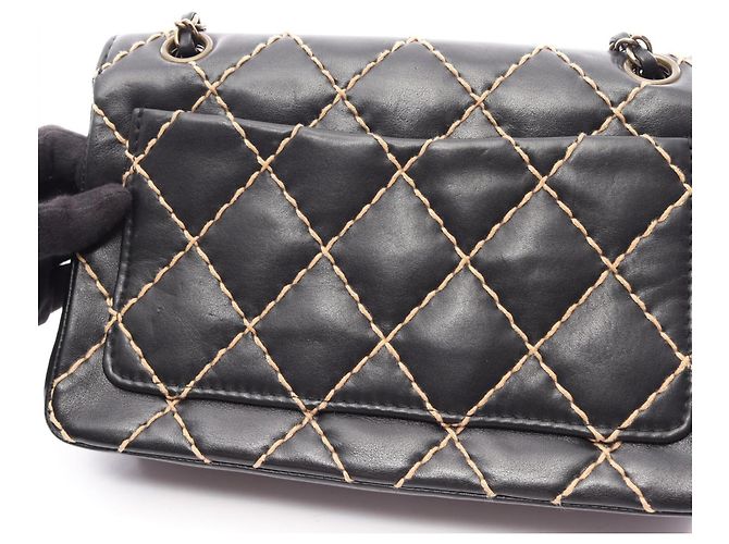 Borsa a tracolla Chanel Wild Stitch in pelle nera Nero - vista 11