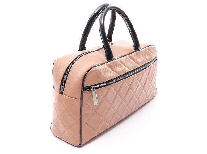 Borsa Tote Bowling Matelassé Chanel Handbag Marrone Nero - vista 2