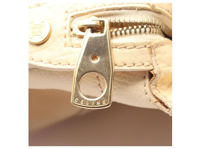 Céline Bolsa de mão Celine em couro Macadam na cor Marfim Cru - vista 11