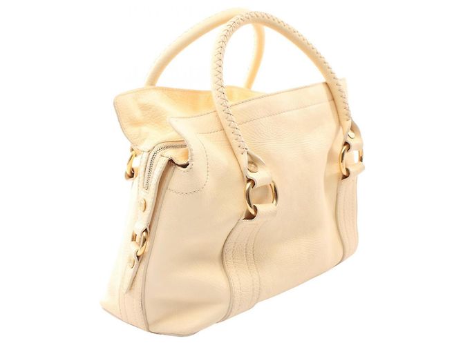 Céline Bolsa de mão Celine em couro Macadam na cor Marfim Cru - vista 2