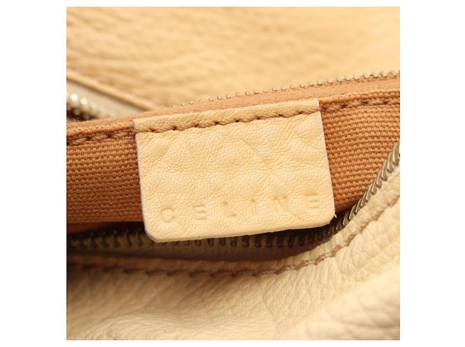 Céline Bolsa de mão Celine em couro Macadam na cor Marfim Cru - vista 4