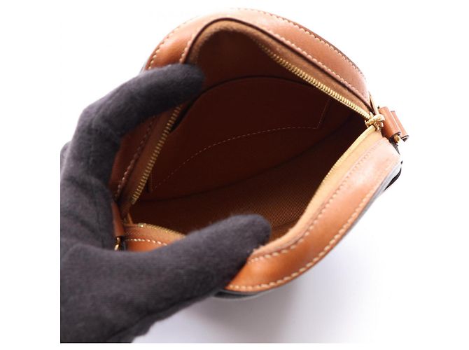 Céline Borsa a Spalla Celine Triomphe Round Purse Marrone Nero - vista 3