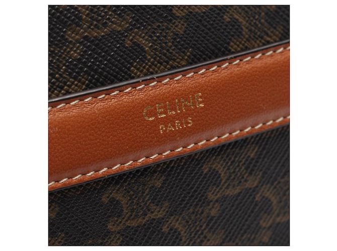 Céline Borsa a Spalla Celine Triomphe Round Purse Marrone Nero - vista 4