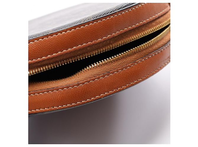 Céline Borsa a Spalla Celine Triomphe Round Purse Marrone Nero - vista 5