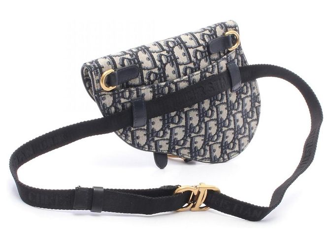 Borsa Saddle Christian Dior in blu navy e beige - vista 2