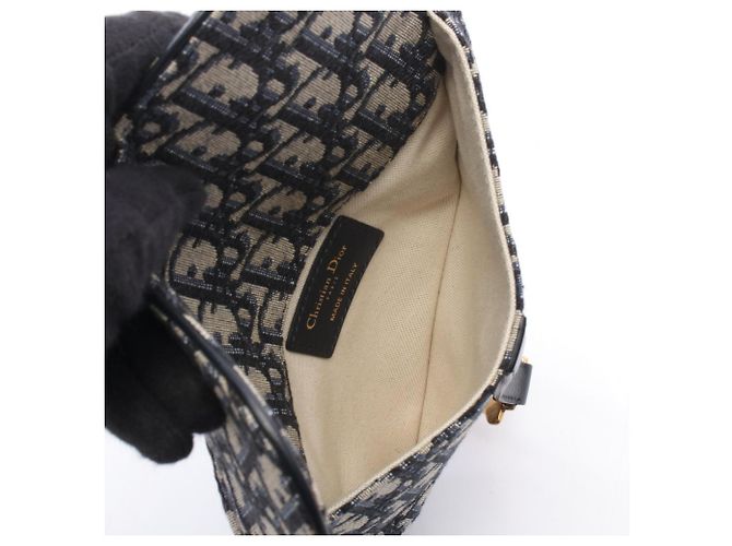 Borsa Saddle Christian Dior in blu navy e beige - vista 3