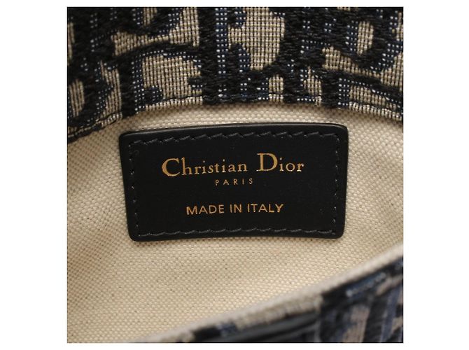 Borsa Saddle Christian Dior in blu navy e beige - vista 4