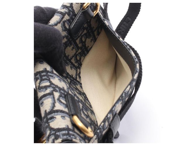Borsa Saddle Christian Dior in blu navy e beige - vista 5