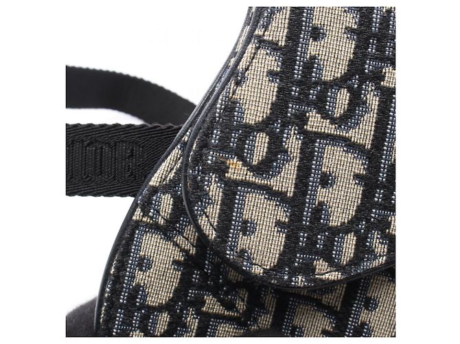 Borsa Saddle Christian Dior in blu navy e beige - vista 6