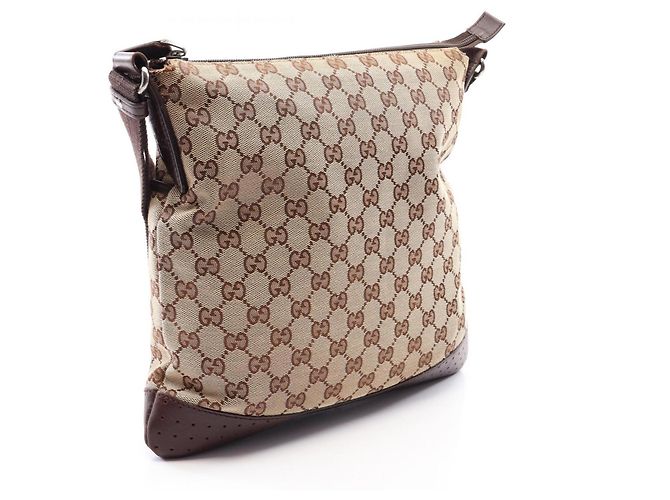 Borsa a Spalla Gucci GG Canvas Marrone Beige - vista 2
