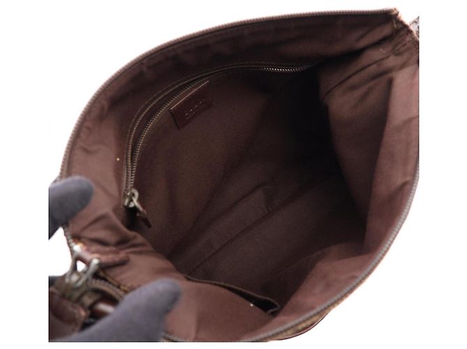 Borsa a Spalla Gucci GG Canvas Marrone Beige - vista 3