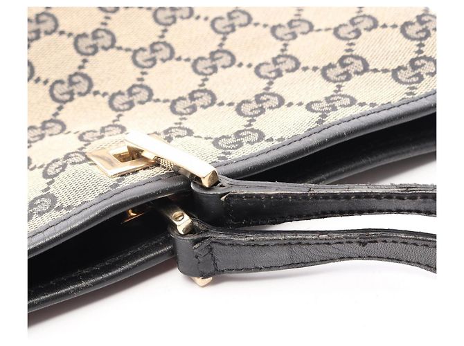 Borsa Tote Gucci GG Canvas Nero Beige - vista 13