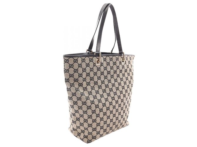Borsa Tote Gucci GG Canvas Nero Beige - vista 2