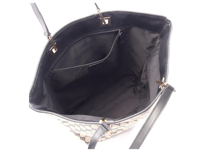 Borsa Tote Gucci GG Canvas Nero Beige - vista 3