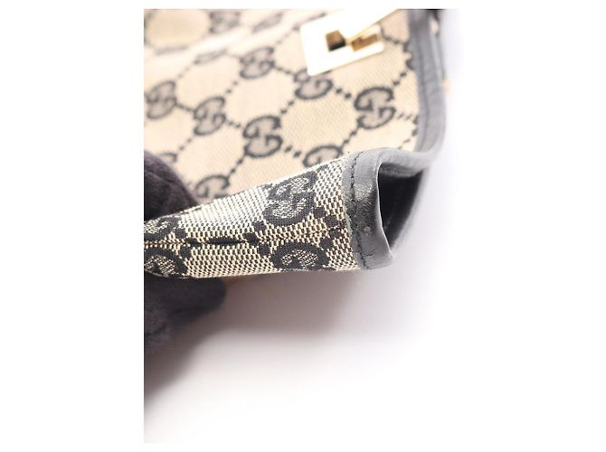 Borsa Tote Gucci GG Canvas Nero Beige - vista 8
