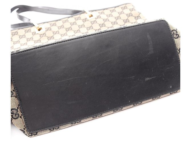 Borsa Tote Gucci GG Canvas Nero Beige - vista 9
