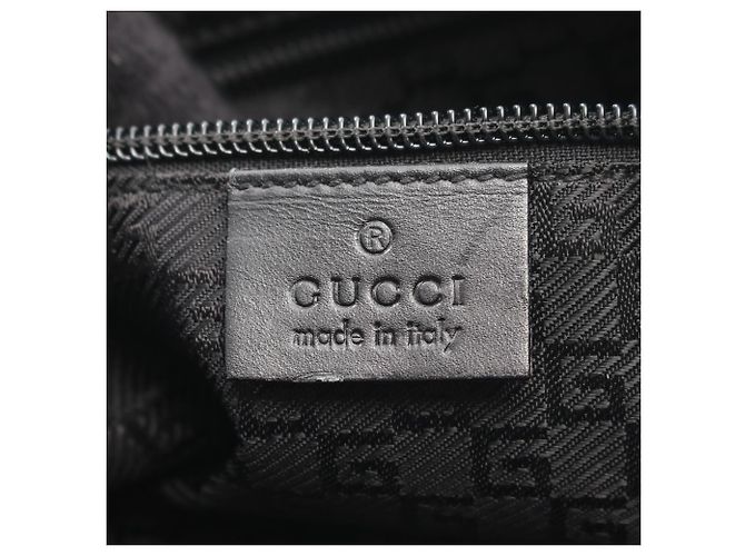 Bolsa de ombro Gucci em couro preto e lona de nylon - vista 4