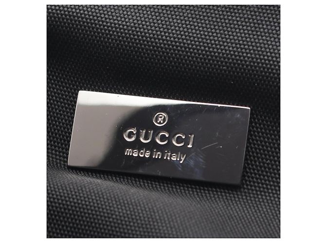 Bolsa de ombro Gucci em couro preto e lona de nylon - vista 6