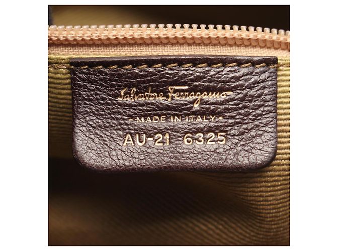 Bolso de hombro Salvatore Ferragamo Gancini Castaño Beige - vista 4