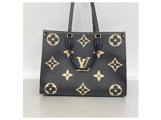 Borsa Tote Louis Vuitton Monogram Empreinte Bicolor OnTheGo MM Nero Beige - vista 12