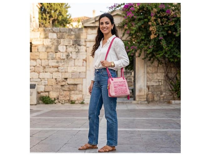 Louis Vuitton That's Love Borsa a Spalla Tela Rosa Cruise 2005 Beige - vista 4