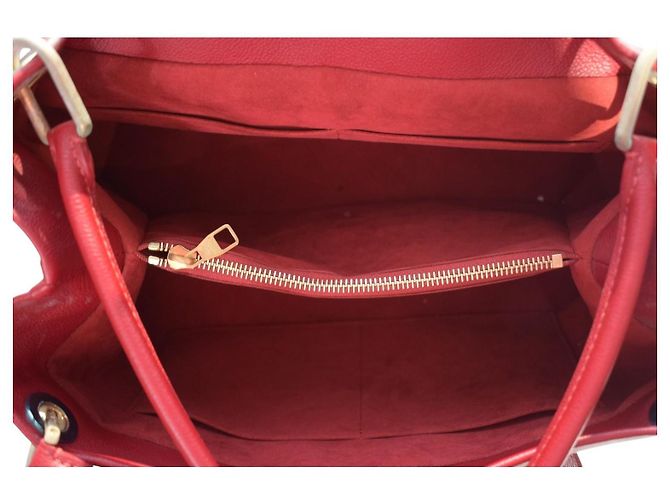 Bolso de hombro LOUIS VUITTON Olympe en lona Monogram y cuero Aurore Berry Francia Castaño Roja - vista 17