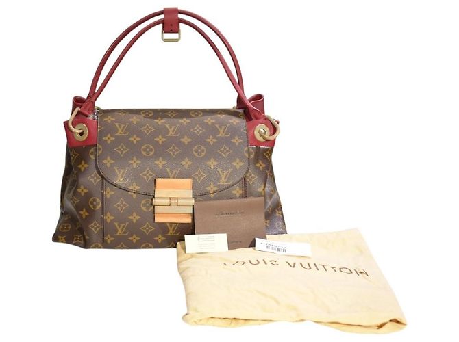 Bolso de hombro LOUIS VUITTON Olympe en lona Monogram y cuero Aurore Berry Francia Castaño Roja - vista 19