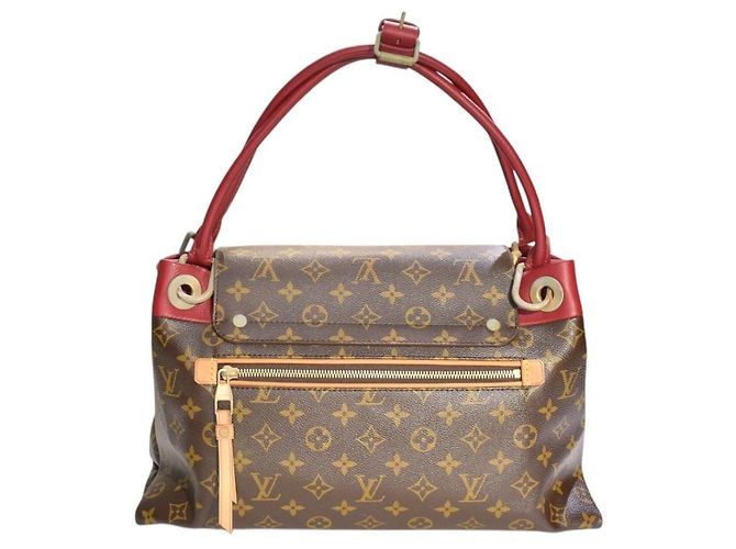 Bolso de hombro LOUIS VUITTON Olympe en lona Monogram y cuero Aurore Berry Francia Castaño Roja - vista 3