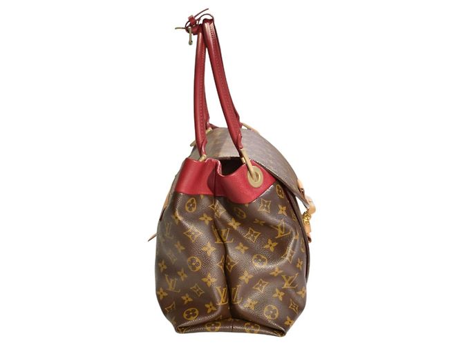 Bolso de hombro LOUIS VUITTON Olympe en lona Monogram y cuero Aurore Berry Francia Castaño Roja - vista 5