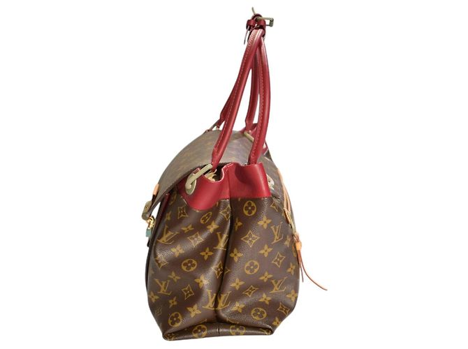 Bolso de hombro LOUIS VUITTON Olympe en lona Monogram y cuero Aurore Berry Francia Castaño Roja - vista 6