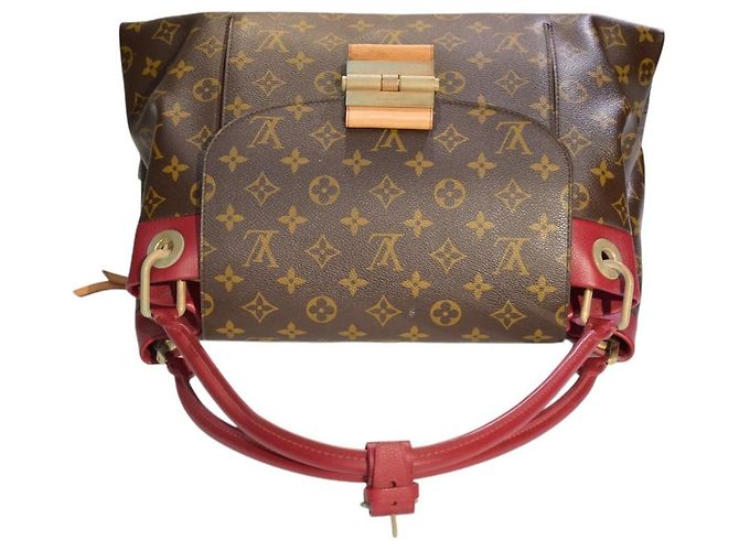 Bolso de hombro LOUIS VUITTON Olympe en lona Monogram y cuero Aurore Berry Francia Castaño Roja - vista 7