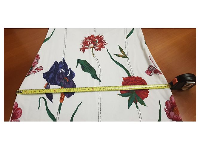 Gianfranco Ferré Weißes Sommerkleid mit Blumenmuster Rot Mehrfarben - Ansicht 13