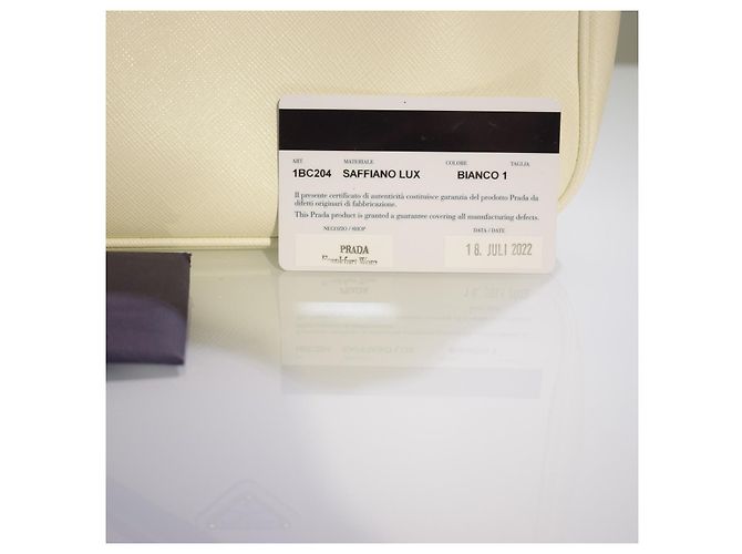 Prada Bianco 1 Saffiano Lux Leder Schultertasche 1BC204 Weiß - Ansicht 17