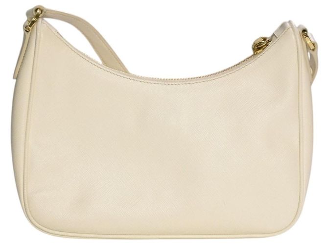 Prada Bianco 1 Saffiano Lux Leder Schultertasche 1BC204 Weiß - Ansicht 2