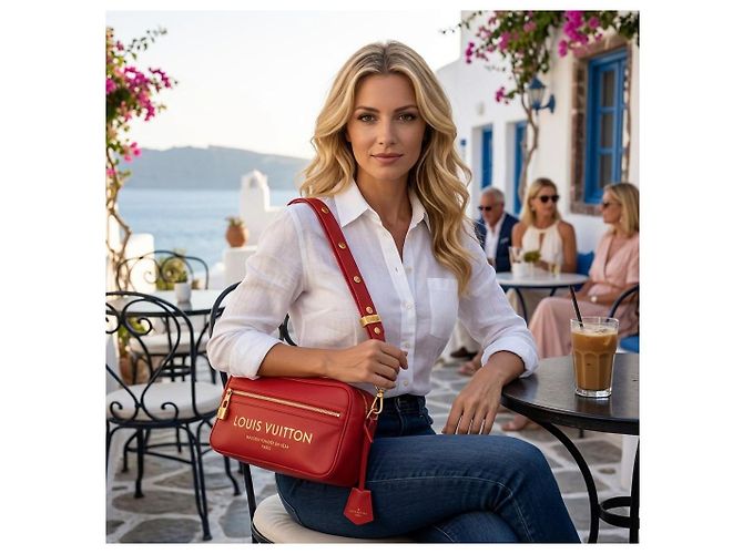 Louis Vuitton Sofia Coppola SC Borsa Bowling Slim Pelle Rossa Rosso - vista 2