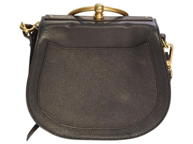 Chloé Borsa a tracolla CHLOE Nile Medium in pelle nera Crossbody Saddle Italia Nero - vista 3