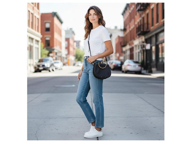 Chloé Borsa a tracolla CHLOE Nile Medium in pelle nera Crossbody Saddle Italia Nero - vista 5