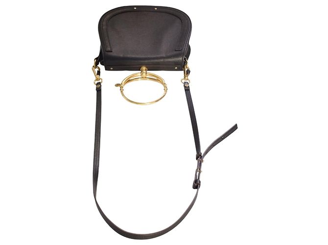 Chloé Borsa a tracolla CHLOE Nile Medium in pelle nera Crossbody Saddle Italia Nero - vista 8